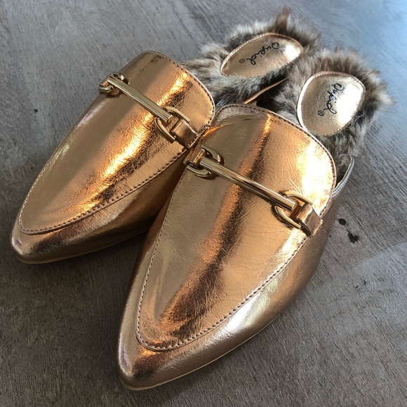 Qupid Rose Gold Mule - Picture 2 of 8